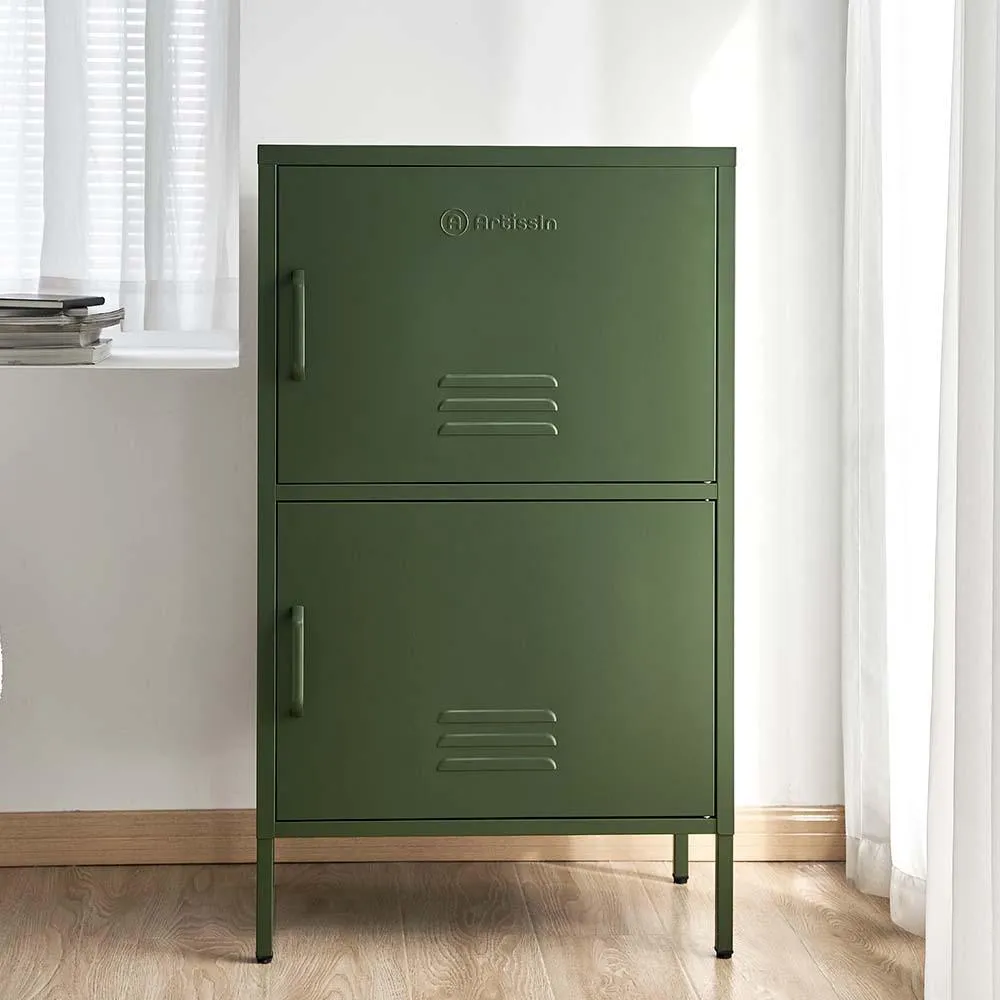 ArtissIn Base Metal Locker Storage Shelf Organizer Cabinet Buffet Sideboard Green