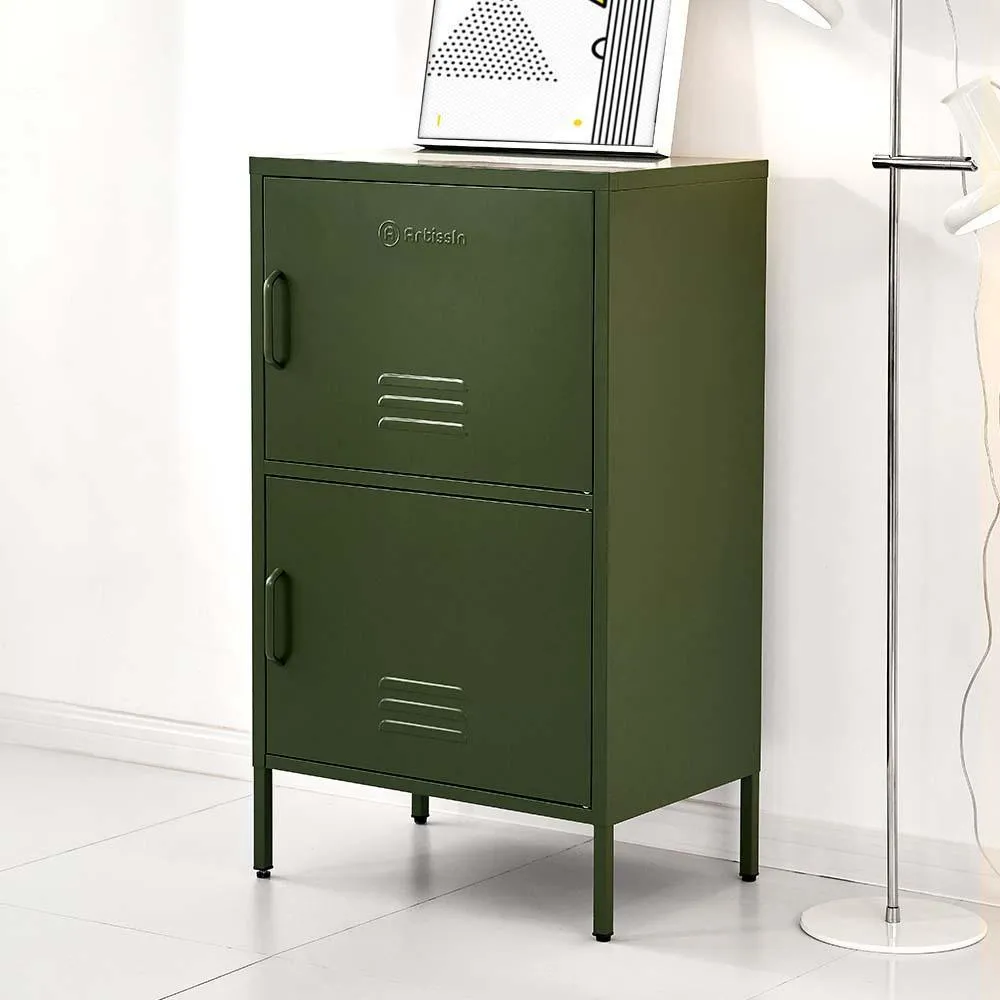 ArtissIn Base Metal Locker Storage Shelf Organizer Cabinet Buffet Sideboard Green