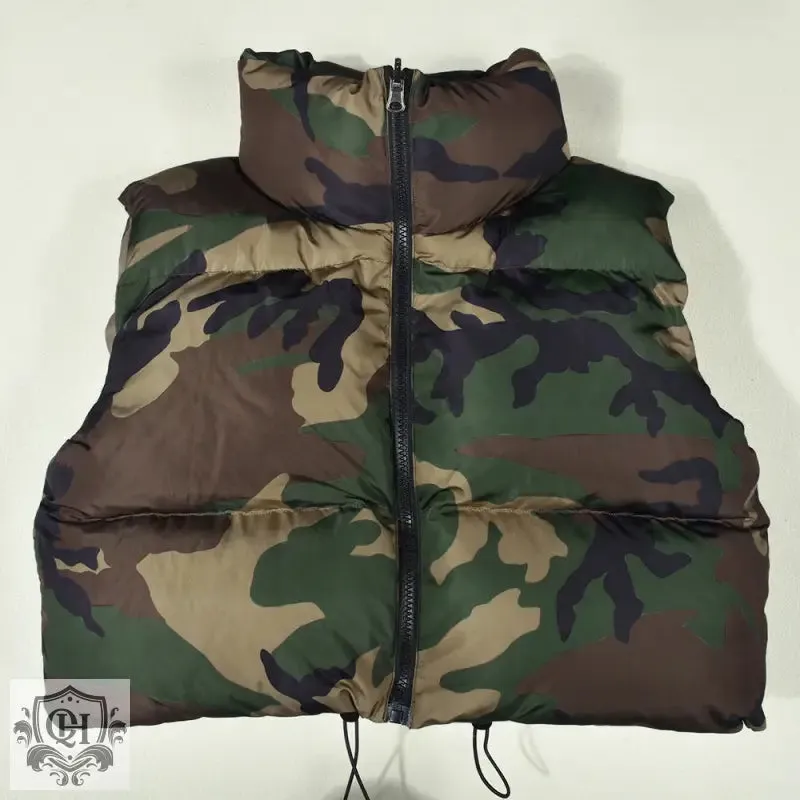 Camo Print Sleeveless Padded Vest