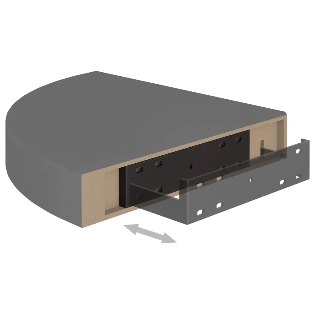Floating Corner Shelf High Gloss Grey 25x25x3.8 cm MDF