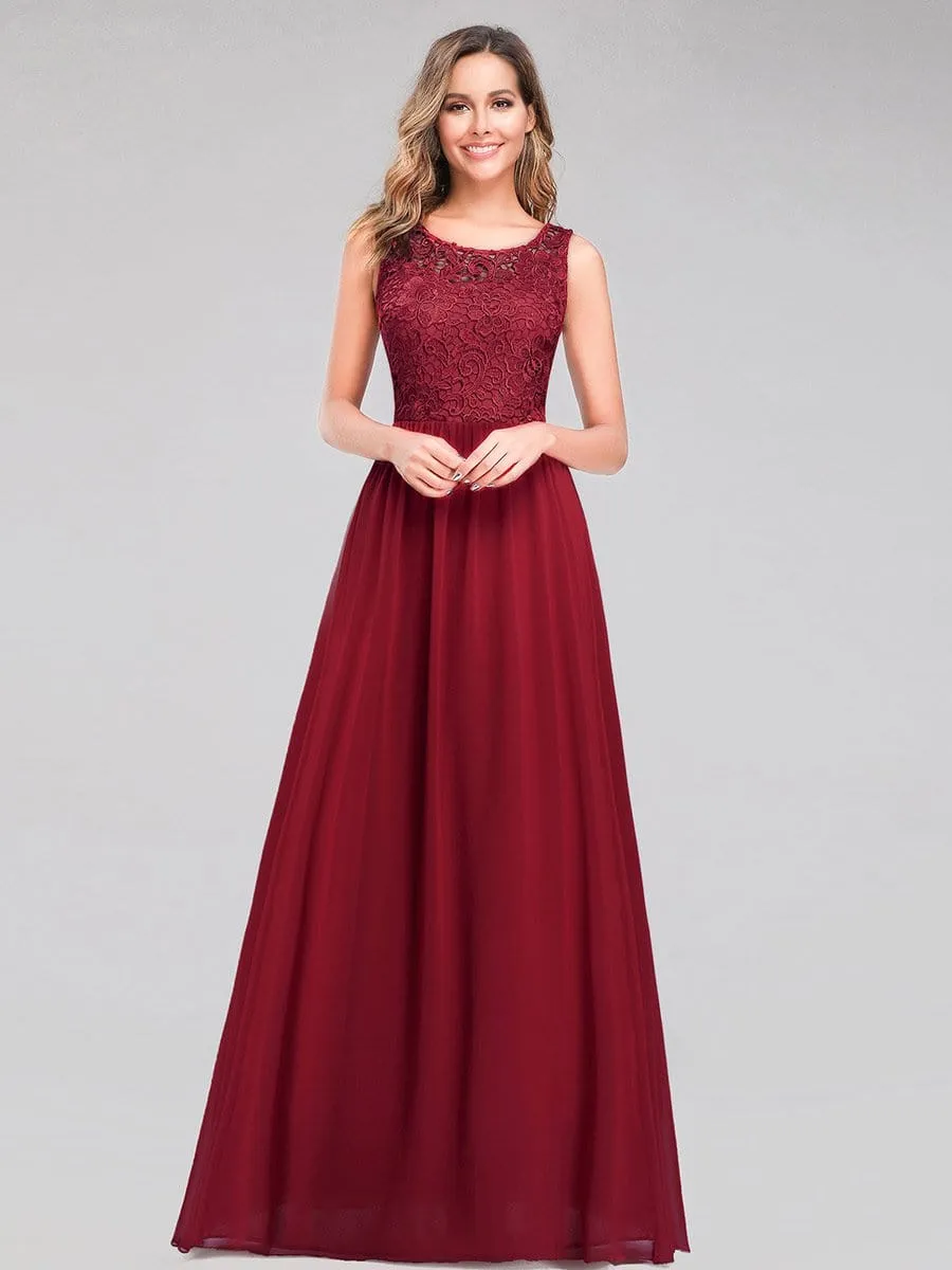Long Lace Illusion Evening Formal Dresses