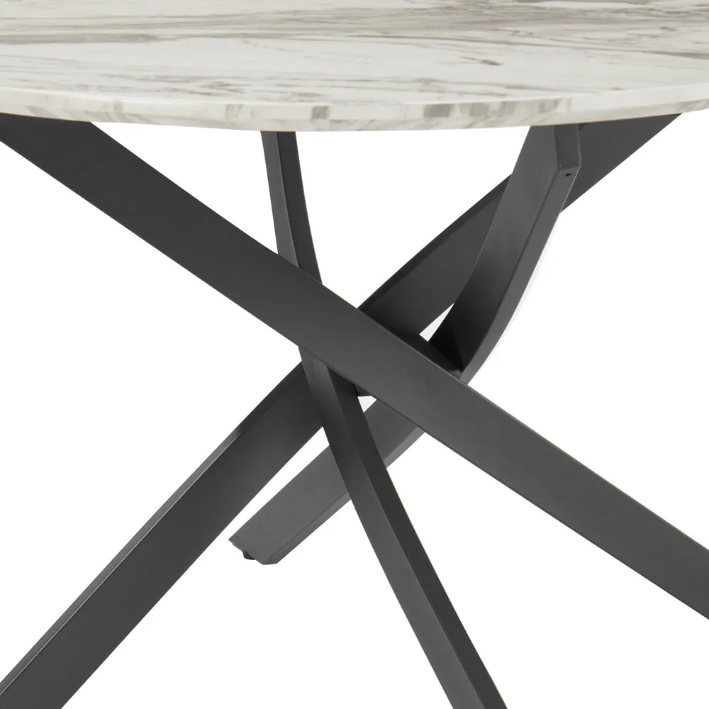 Modena Marble Effect Dining Table & 4 Tiago Chairs, Ivory Velvet
