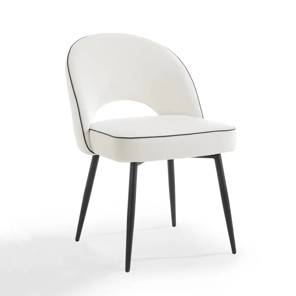 Modena Marble Effect Dining Table & 4 Tiago Chairs, Ivory Velvet