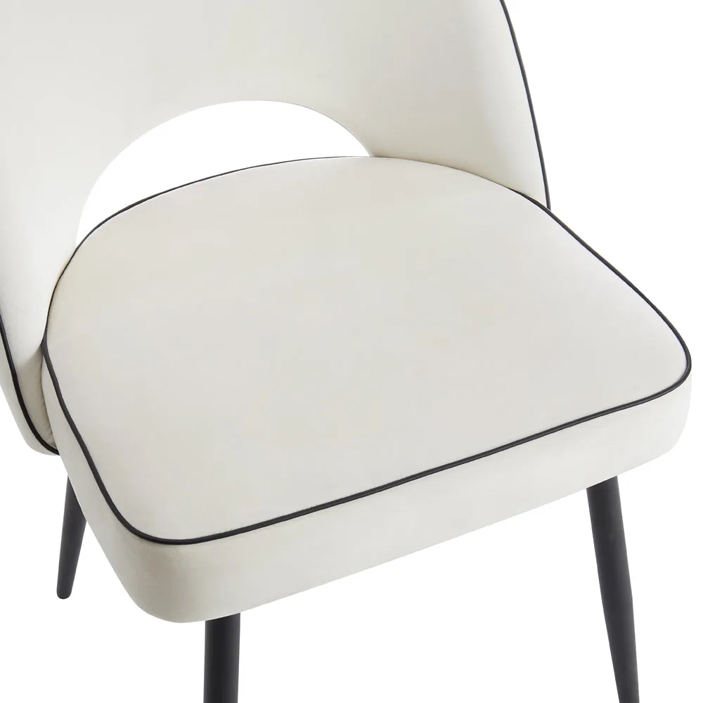 Modena Marble Effect Dining Table & 4 Tiago Chairs, Ivory Velvet