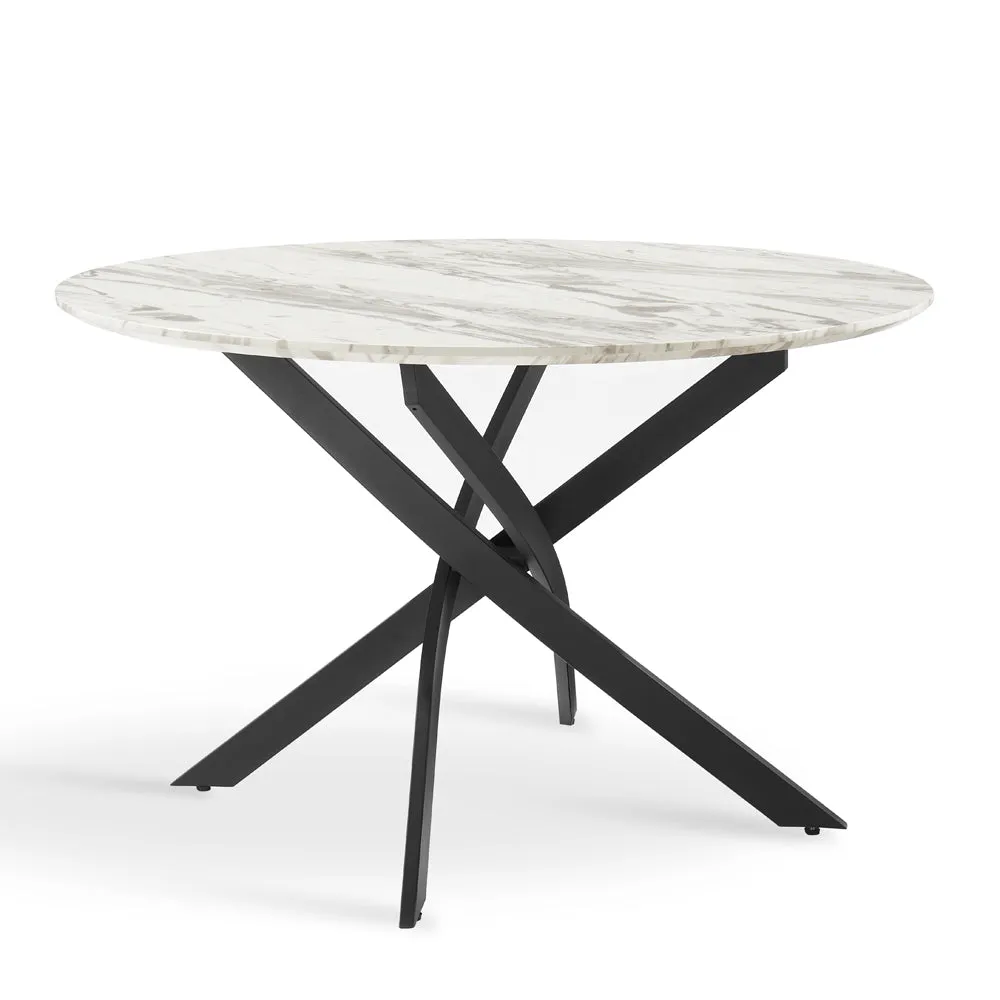 Modena Marble Effect Dining Table & 4 Tiago Chairs, Ivory Velvet
