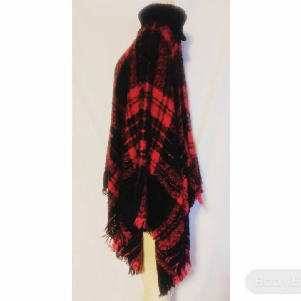Red Plaid Poncho