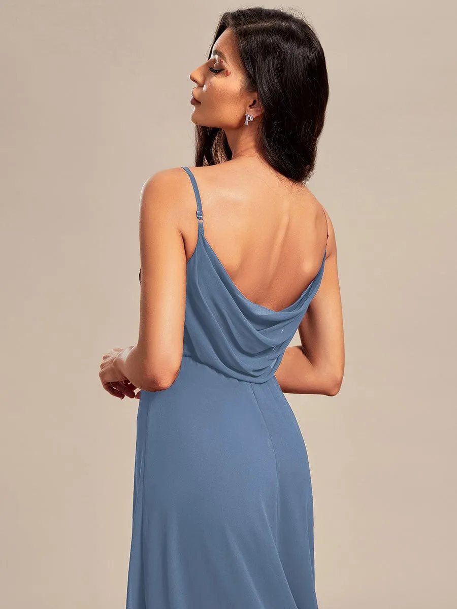 Sweetheart Draped Back Floor Length Bridesmaid Dress